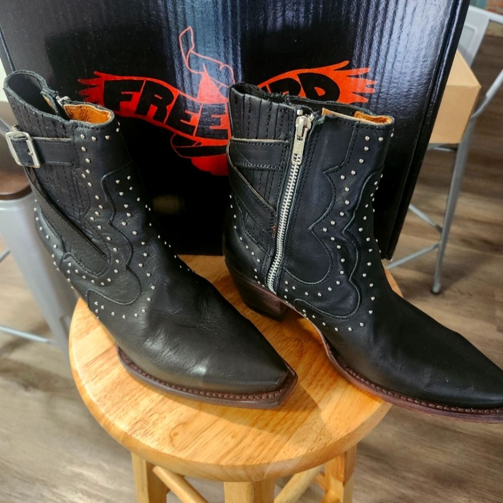 Freebird Black Ankle Boots with Silver Accents